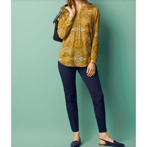 Talbots Essex Ankle Pants Size 12P (33 x 25) High Rise Cotton Blend Stretch Navy